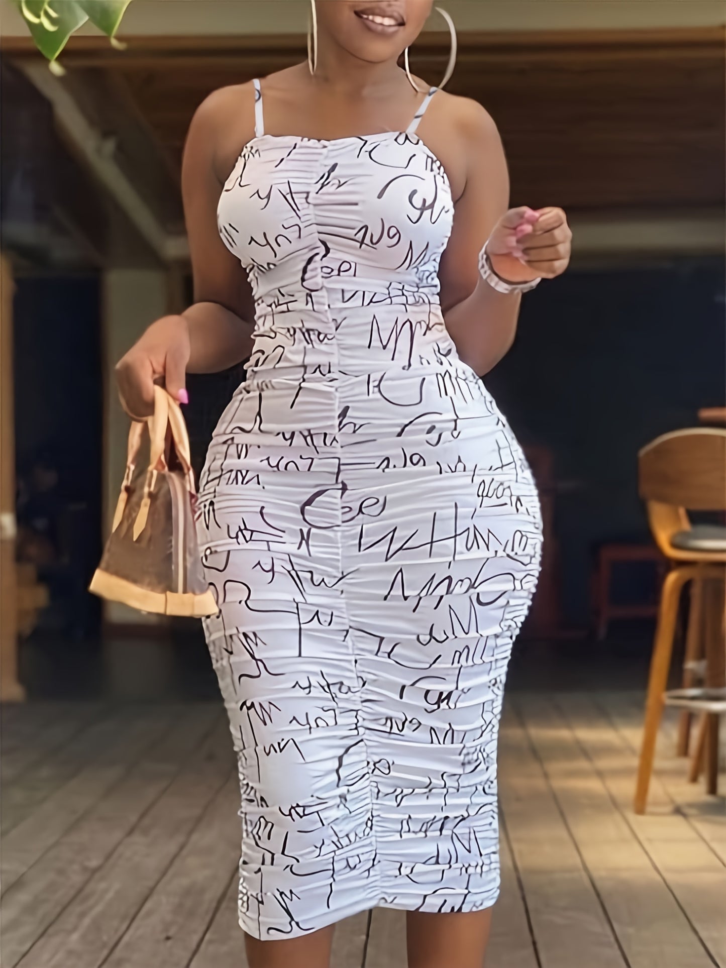 Off-Shoulder Letter Print Bodycon Dress