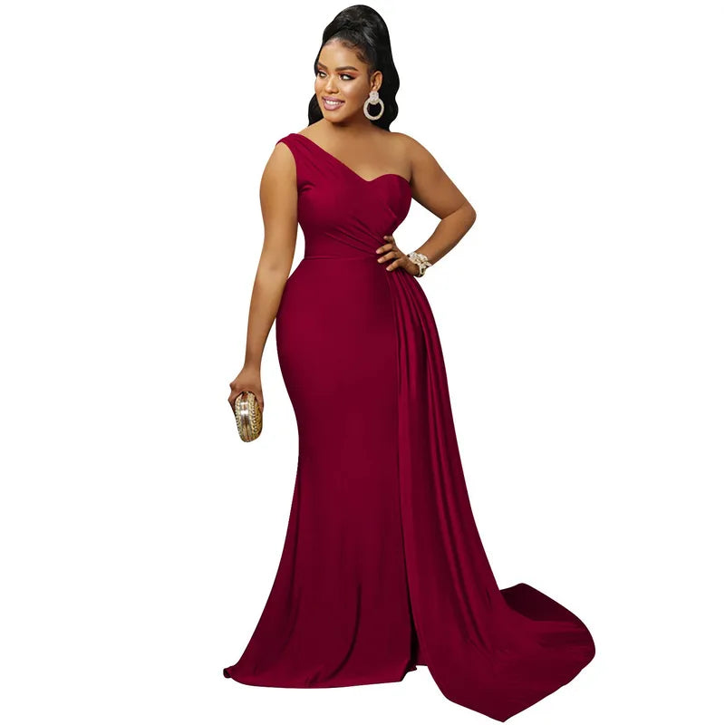 Elegant One-Shoulder Evening Gown
