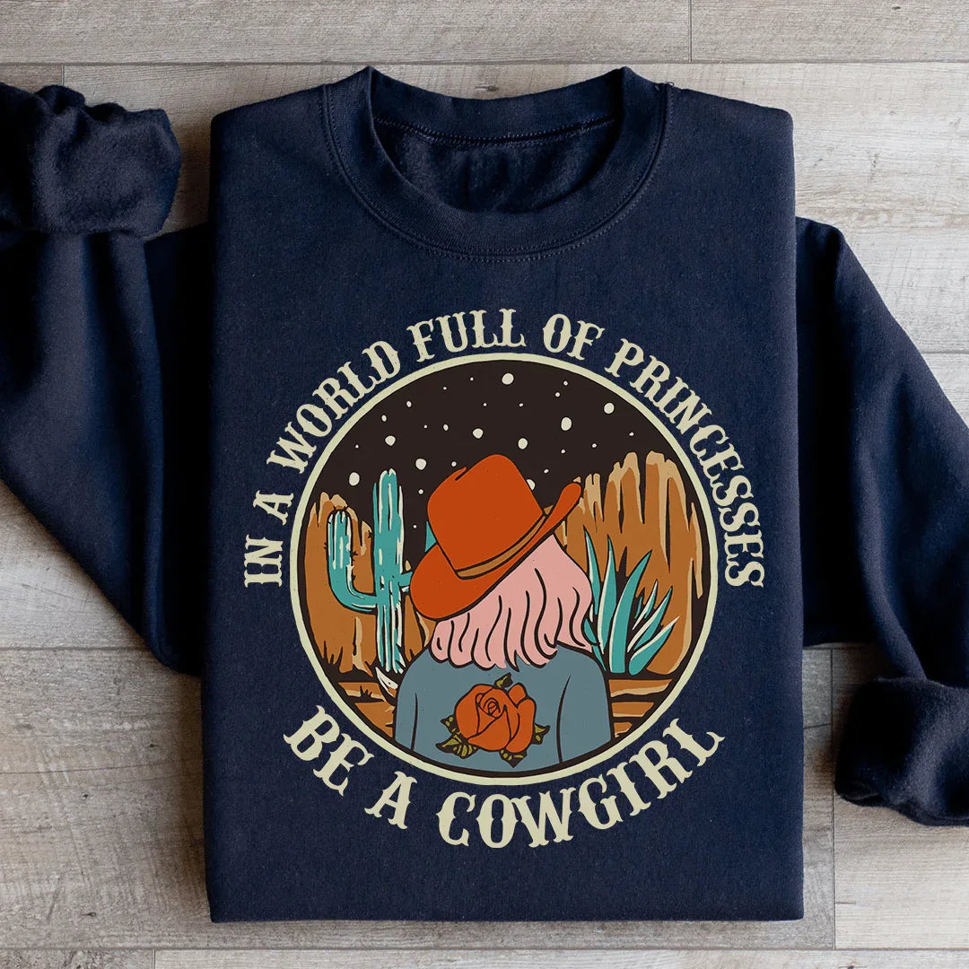 In A World Full Of Princesses Be A Cowgirl Sweatshirt