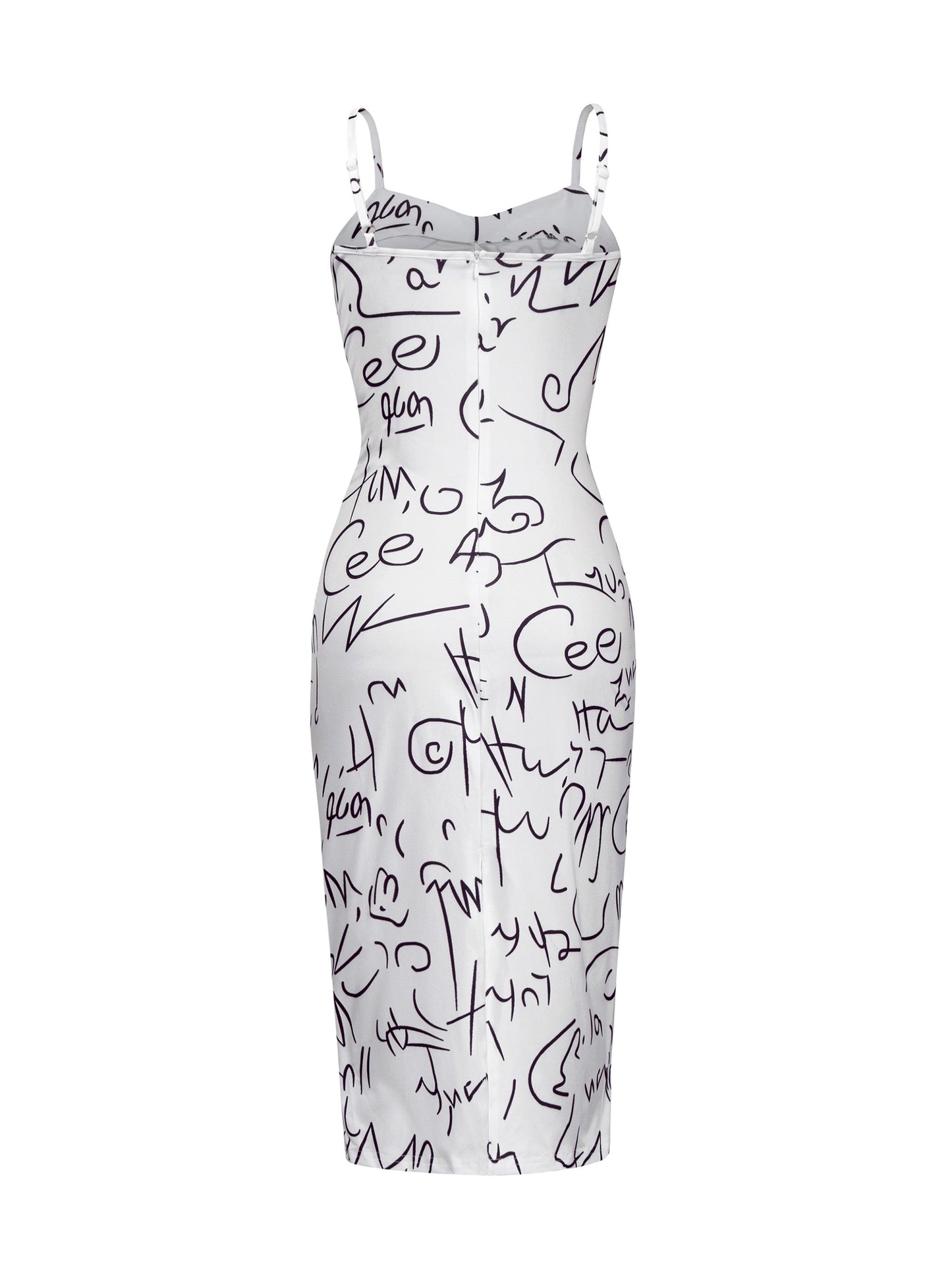 Off-Shoulder Letter Print Bodycon Dress