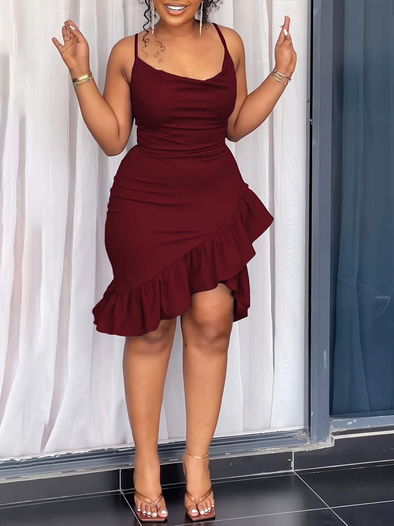 Sleeveless Ruffled Hem Dress