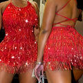 Tassel Beaded Bodycon Jumpsuit - Party & Dance