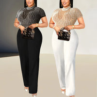 Beaded Short Sleeve Jumpsuit