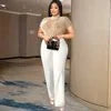 Beaded Short Sleeve Jumpsuit
