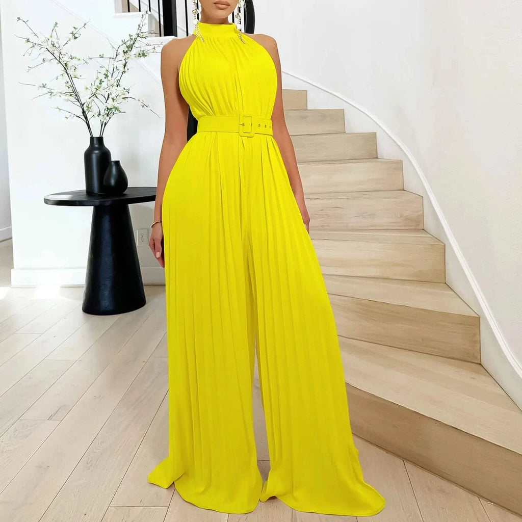 Pleated Wide Leg Jumpsuit