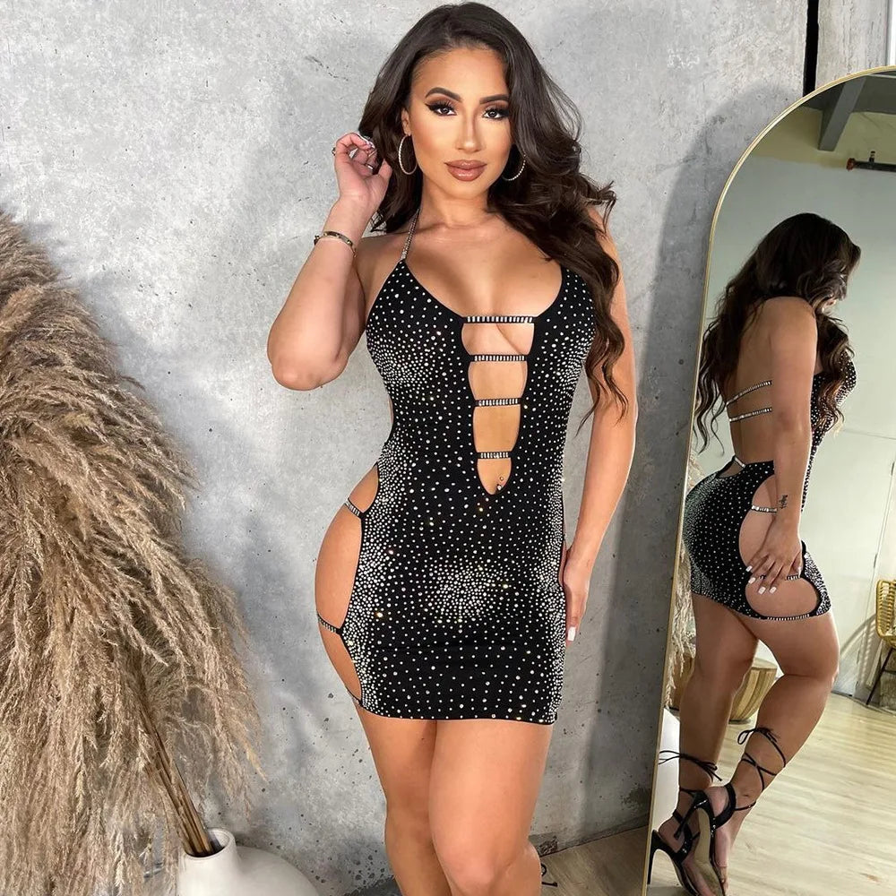 Crystal Rhinestone Mini Dress
