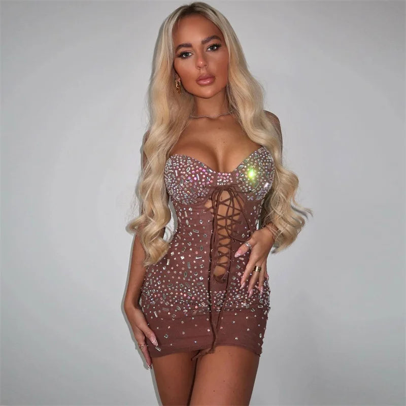 Diamond Rhinestone Mini Dress
