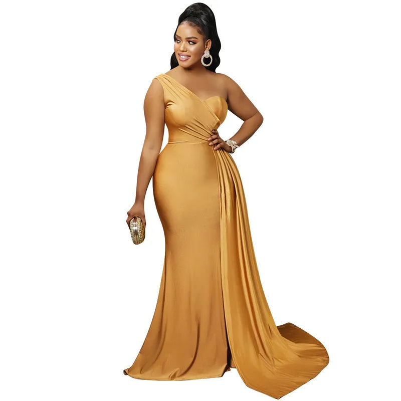 Elegant One-Shoulder Evening Gown