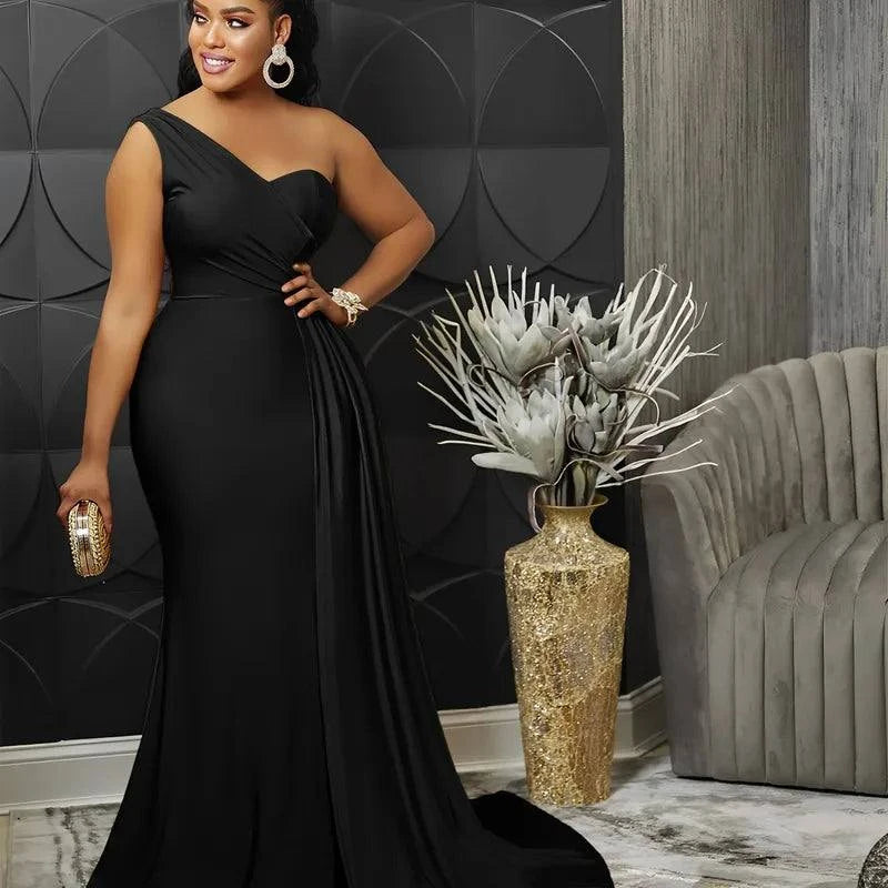 Elegant One-Shoulder Evening Gown