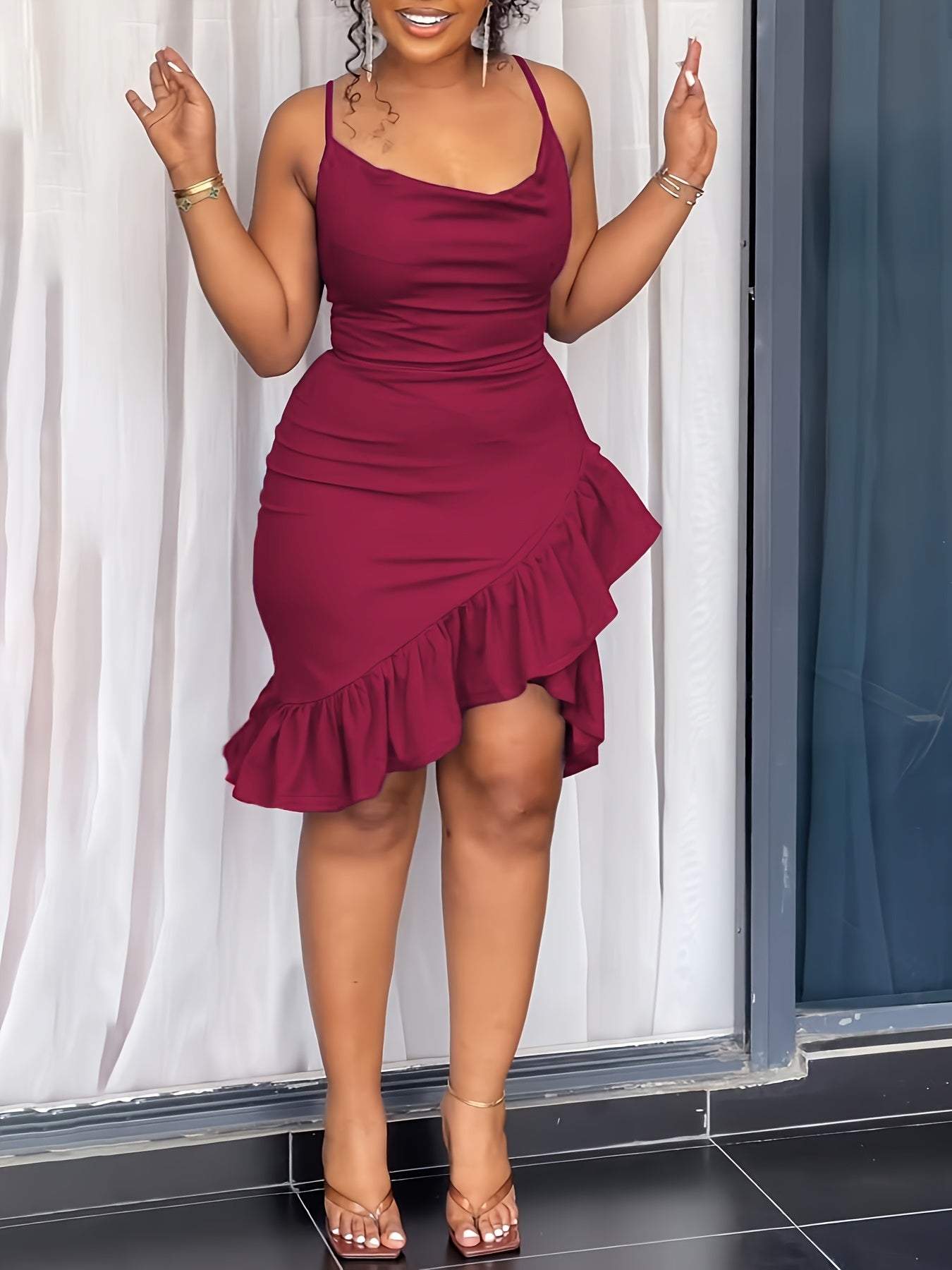 Sleeveless Ruffled Hem Dress