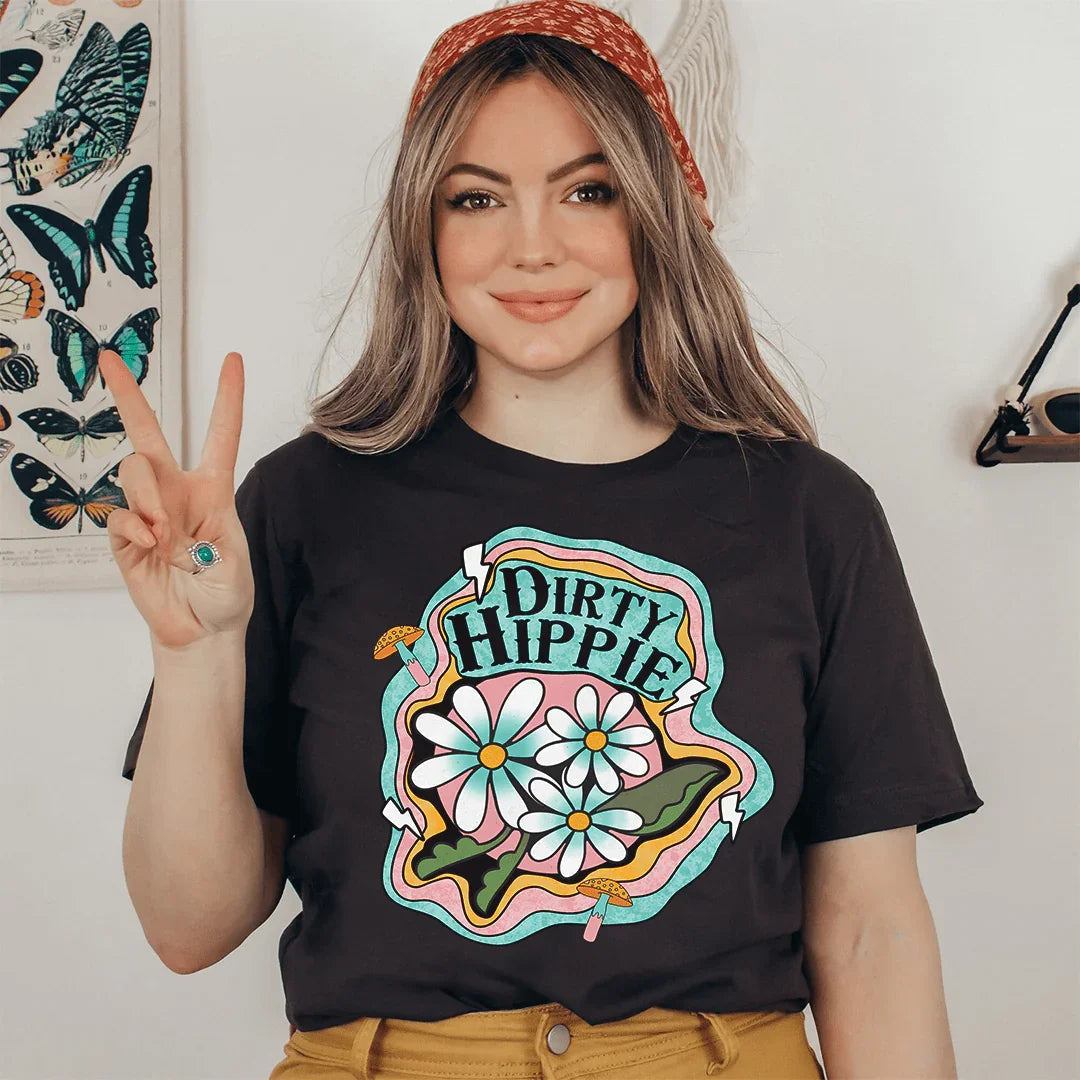 Soft peach Dirty Hippie Tee made of 100% cotton, lightweight and ethically made