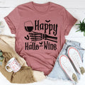Happy Hallowine Skull Hand Tee with soft cotton fabric and Halloween skull hand design
