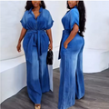Women's Blue Wide Leg Jumpsuit